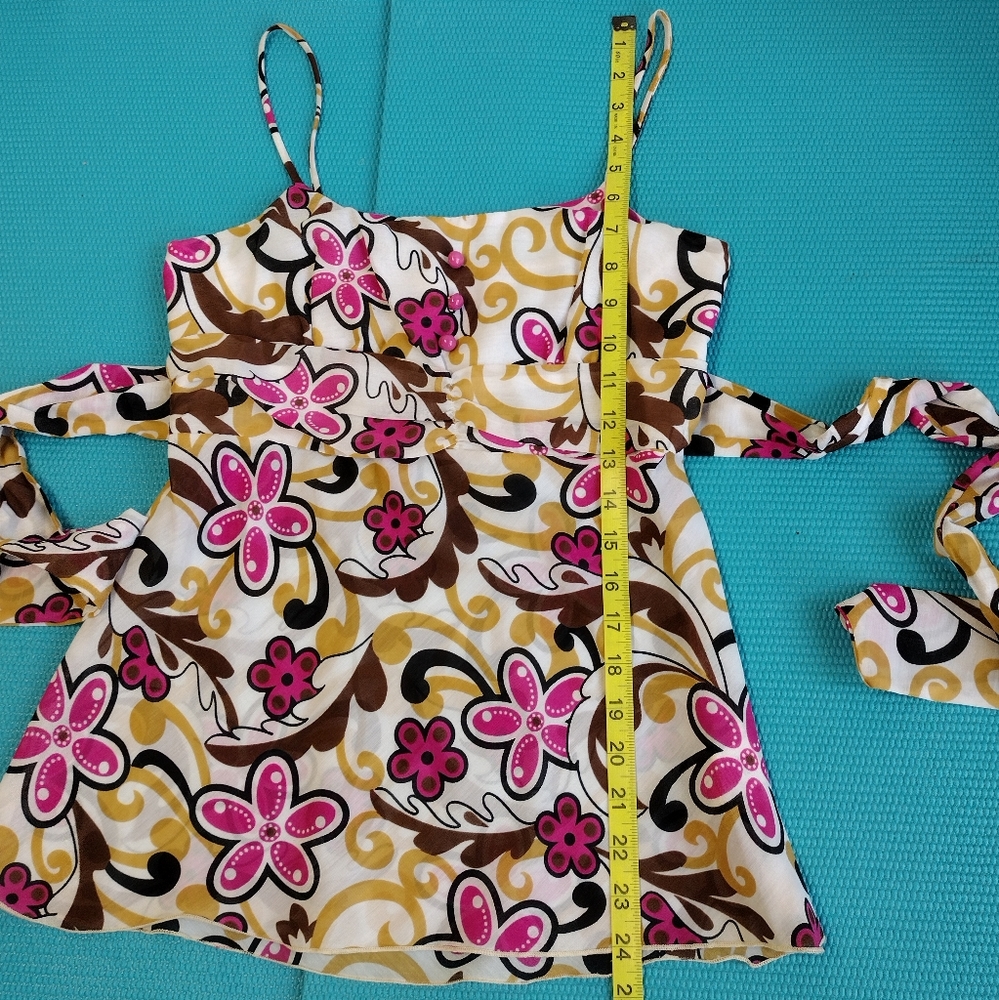 Cefian Floral Spaghetti Strap Empire Waist Top Size M - Picture 7 of 8